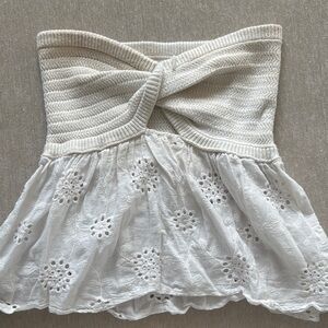 Knit Eyelet Tube Top